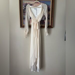 Joanna August Elegant Cream Evening Wrap Dress